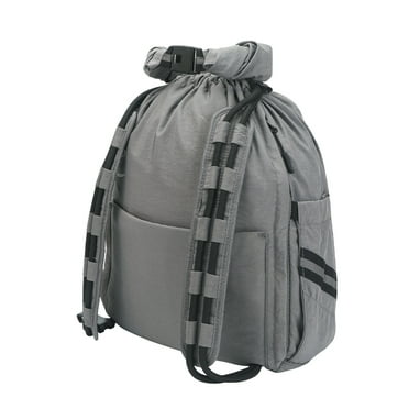 OHMY FIT - Water Resistant Drawstring Backpack, Gymsack with Anti-Theft Zipper Pockets, Expandable from 20 L to 30 L with Rolled Top Cover, Perfect for Men Women Gym Yoga Sports Shopping(Gray, 30L)