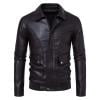 OHMZYZO Faux Leather Jacket Men Lightweight Bomber Jackets Motorcycle Vintage Lapel Full Zip Coats with Pockets