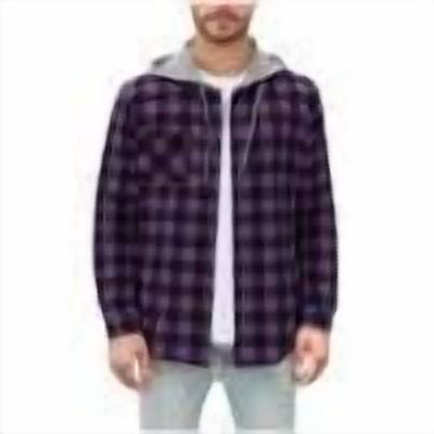 OHMZYZO Flannel Shirt for Men Long Sleeve Button Down Plaid Hoodies Jacket Casual Lightweight Hooded Shirt with Pockets