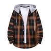 OHMZYZO Flannel Shirt for Men Plaid Button Down Hooded Shacket Long Sleeve Loose Fit Shirt Jacket Fall Winter Clothes