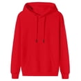thumbnail image 1 of OHMZYZO Hoodies for Mens Fleece Long Sleeve Drawstring Pullover Tops Casual Loose Solid Color Sweatshirts with Pocket Red 3XL, 1 of 9