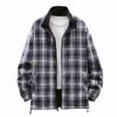 thumbnail image 1 of OHMZYZO Jackets for Men Long Sleeve Full Zip Up Plaid Shackets Lightweight Comfy Lapel Coats Casual Stylish Fall Jackets with Pockets, 1 of 5