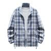 OHMZYZO Jackets for Men Long Sleeve Full Zip Up Plaid Shackets Lightweight Comfy Lapel Coats Casual Stylish Fall Jackets with Pockets