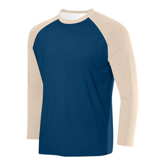 OHMZYZO Long Sleeve Shirts for Men Quick Dry Moisture Wicking UV UPF Sun Protection T-Shirts Casual Lightweight Crewneck Workout Tops ZZ-Navy Blue M