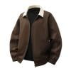OHMZYZO Men Zip Up Jacket Lightweight Lapel Neck Long Sleeve Jackets Casual Solid Color Work Coat with Pockets