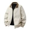 OHMZYZO Men Zip Up Jacket Lightweight Lapel Neck Long Sleeve Jackets Casual Solid Color Work Coat with Pockets