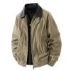 OHMZYZO Men's Bomber Jacket Faux Leather Lapel Zipper Jackets Casual Lightweight Long Sleeve Workwear Coat with Pockets Outerwear