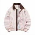thumbnail image 1 of OHMZYZO Men's Bomber Jacket Lightweight Lapel Zip Up Windbreaker Casual Vintage Fall Coat with Pockets, 1 of 4