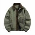 thumbnail image 1 of OHMZYZO Men's Bomber Jacket Lightweight Lapel Zip Up Windbreaker Casual Vintage Fall Coat with Pockets, 1 of 4