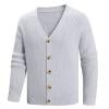 OHMZYZO Men's Cardigan Sweater V Neck Long Sleeve Button Down Knitted Sweater Casual Lightweight Jacket with Pockets Fall Clothes