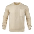 thumbnail image 1 of OHMZYZO Men's Corduroy Sweatshirt Long Sleeve Crewneck Pullover Tops Casual Loose Lightweight Sweatshirts with Chest Pockets Beige L, 1 of 6