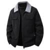 OHMZYZO Men's Corduroy Trucker Jackets Vintage Fleece Sherpa Lined Jacket Lapel Fall Zip Up Long Sleeve Thickened Winter Coats