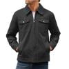 thumbnail image 1 of OHMZYZO Men's Cotton Trucker Jacket Full Zip Up Lapel Long Sleeve Jackets Casual Lightweight Fall Coat with Flap Pockets, 1 of 5