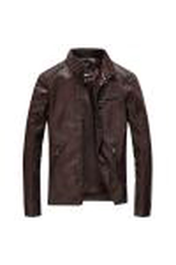 Men's Faux Leather Jackets Stand Collar Zip Up Biker Motorcycle Jacket Vintage Coats Outwear