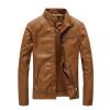 OHMZYZO Men's Faux Leather Jackets Stand Collar Zip Up Biker Motorcycle Jacket Vintage Coats Outwear