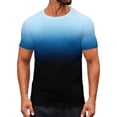 thumbnail image 1 of OHMZYZO Men's Gradient Short Sleeve T Shirt Crew Neck Casual Summer T Shirts Graphic Printed Basic Tee Tops, 1 of 9