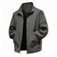 thumbnail image 1 of OHMZYZO Men's Lightweight Softshell Jacket Stand Collar Zip Up Windbreaker Water Resistant Winter Hiking Jackets, 1 of 9