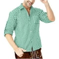 thumbnail image 1 of OHMZYZO Men's Plaid Shirt Button Down Long Sleeves Dress Gingham Checkered Shirts Green L, 1 of 5