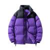 thumbnail image 1 of OHMZYZO Men's Puffer Jacket Stand Collar Zip Up Lightweight Quilted Jacket Outwear Retro Bubble Color Block Winter Coat with Pockets, 1 of 4