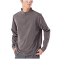 thumbnail image 1 of OHMZYZO Men's Quarter Zip Mock Neck Shirts Quick Dry Long Sleeve Pullover Tops Casual Athletic Workout Running T Shirts Brown M, 1 of 6
