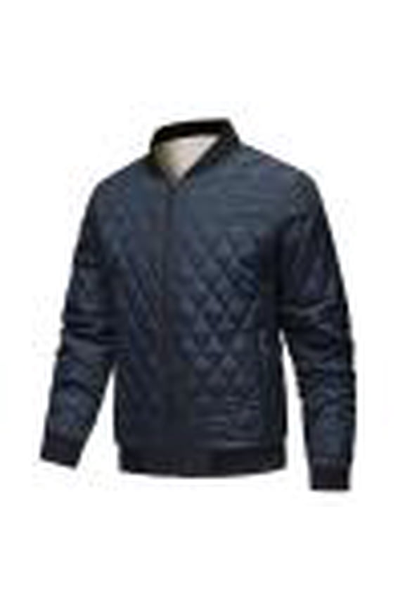 Men's Quilted Down Jacket Stand Collar Bomber Puffer Jacket Windbreaker Lightweight Thicken Warm Winter Coat Outerwear