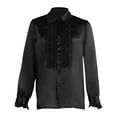 thumbnail image 1 of OHMZYZO Men's Retro Gothic Button Down Shirts Lapel Pleated Long Sleeve Tops Party Fashion Clothes Black S, 1 of 6