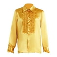 thumbnail image 1 of OHMZYZO Men's Retro Gothic Button Down Shirts Lapel Pleated Long Sleeve Tops Party Fashion Clothes Gold S, 1 of 6