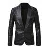 OHMZYZO Men's Shiny Sequin Blazer Jacket 70s Disco Sparkling Metallic Tuxedo Coat Weddings Prom Nightclubs Dress Suit Jacket