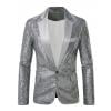 OHMZYZO Men's Shiny Sequin Blazer Jacket 70s Disco Sparkling Metallic Tuxedo Coat Weddings Prom Nightclubs Dress Suit Jacket