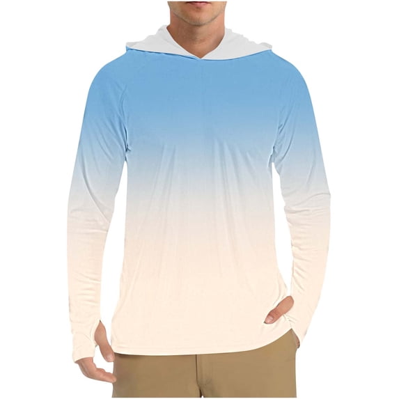 OHMZYZO Men's Sun Protection Hoodie Shirts Long Sleeve UPF 50+ Swim Shirt with Hood Lightweight Quick Dry Running Hiking Tops ZZ-Beige S