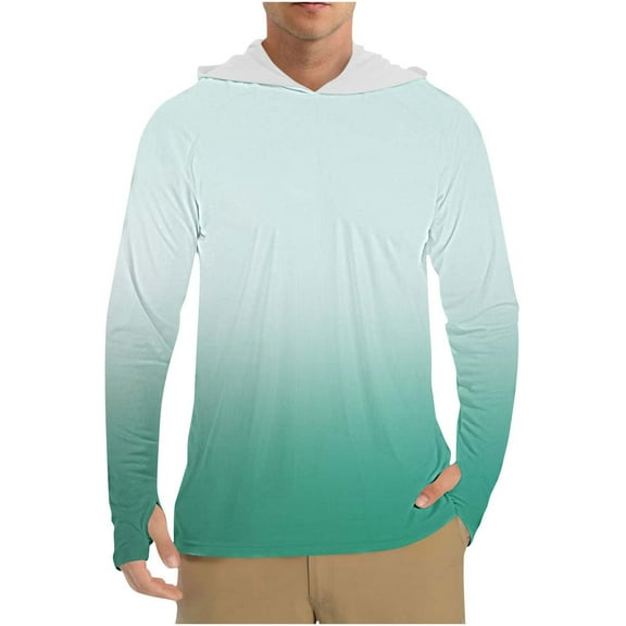 OHMZYZO Men's Sun Protection Hoodie Shirts Long Sleeve UPF 50  Swim Shirt with Hood Lightweight Quick Dry Running Hiking Tops ZZ-Mint Green XXL