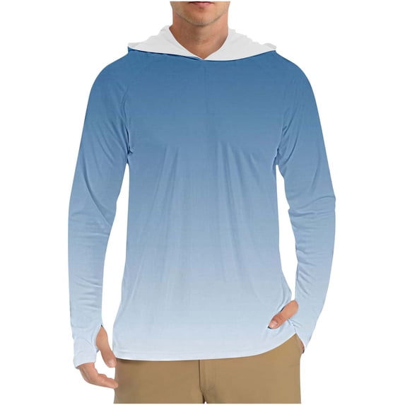 OHMZYZO Men's Sun Protection Hoodie Shirts Long Sleeve UPF 50+ Swim Shirt with Hood Lightweight Quick Dry Running Hiking Tops ZZ-Navy Blue M