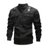 thumbnail image 1 of OHMZYZO Mens Cargo Jacket Lightweight Long Sleeve Button Down Jackets Fall Casual Loose Stand Collar Coat with Pockets, 1 of 7