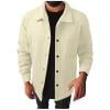 OHMZYZO Mens Casual Business Jacket Solid Color Lapel Lightweight Jackets Button Up Slim Fit Tops Outdoor Warm Windbreak Coat