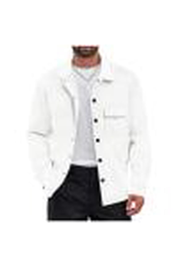 Mens Casual Ribbed Jacket Long Sleeve Button Down Shirt Jacket Fall Winter Coat Quilted Shacket Overshirt