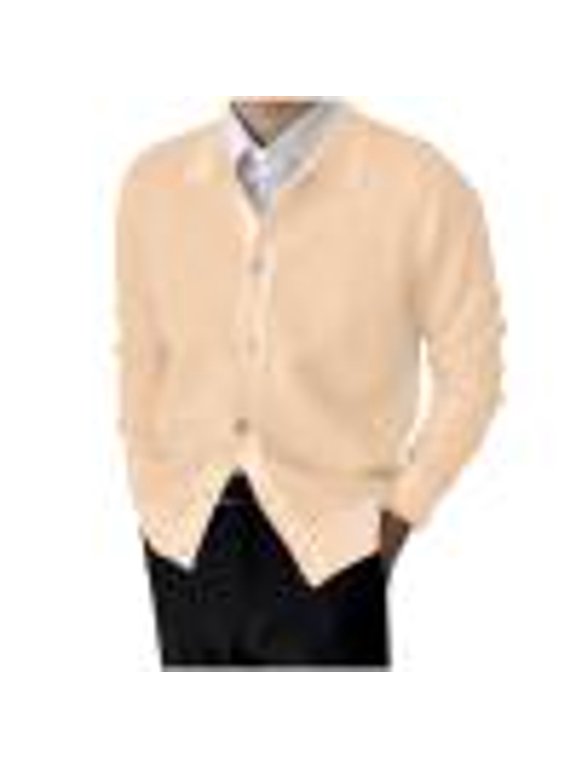 Mens Fall Winter Cardigan Sweater Wool Blend Lapel V Neck Long Sleeve Knitted Cardigan Jacket