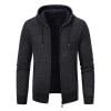 thumbnail image 1 of OHMZYZO Mens Full Zip Cardigan Hoodies Fleece Lined Sweaters Trendy Knitted Sweater Winter Hooded Coat with Pockets, 1 of 5