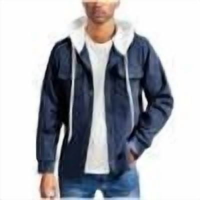 OHMZYZO Mens Lightweight Jackets with Hood Drawstring Sleeve Long Button Down Jacket Casual Vintage Fall Outwear with Pockets