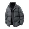 OHMZYZO Mens Puffer Jackets Plus Size Stand Collar Full Zip Jacket Long Sleeve Thicken Bubble Warm Winter Coat Outwear
