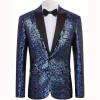 OHMZYZO Mens Shiny Sequin Dress Blazer Jacket Party Prom Wedding Tuxedo Coat One Button Blazer Suit Jackets