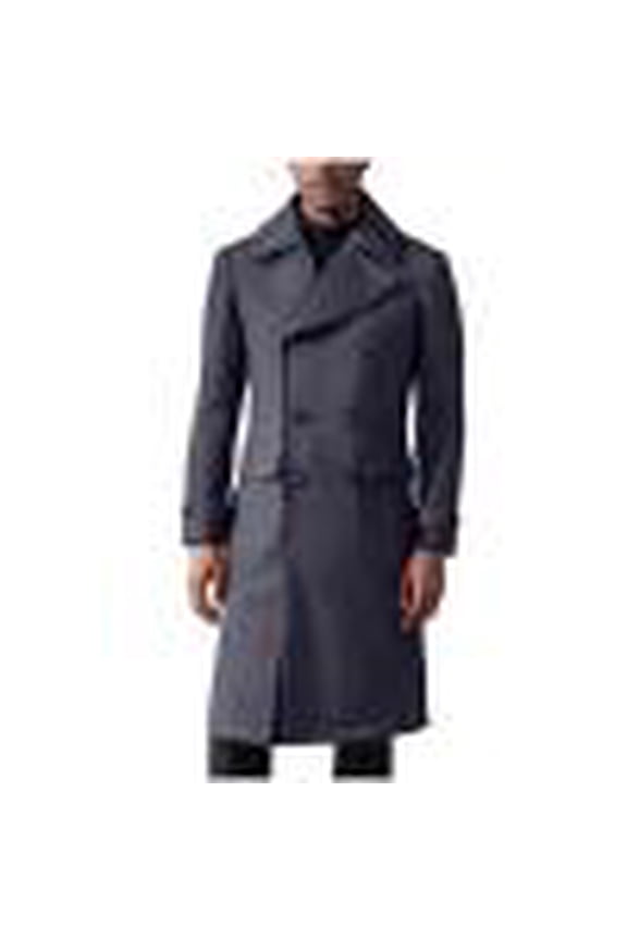 Mens Trench Coat Notch Lapel Double Breasted Peacoat Wool Blend Winter Coat Casual Long Overcoat