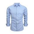 thumbnail image 1 of OHMZYZO Plaid Shirt for Men Mens Long Sleeve Button Down Dress Shirts Wrinkle Free Business Casual Stretch Slim Fit Gingham Shirts Light Blue S, 1 of 6