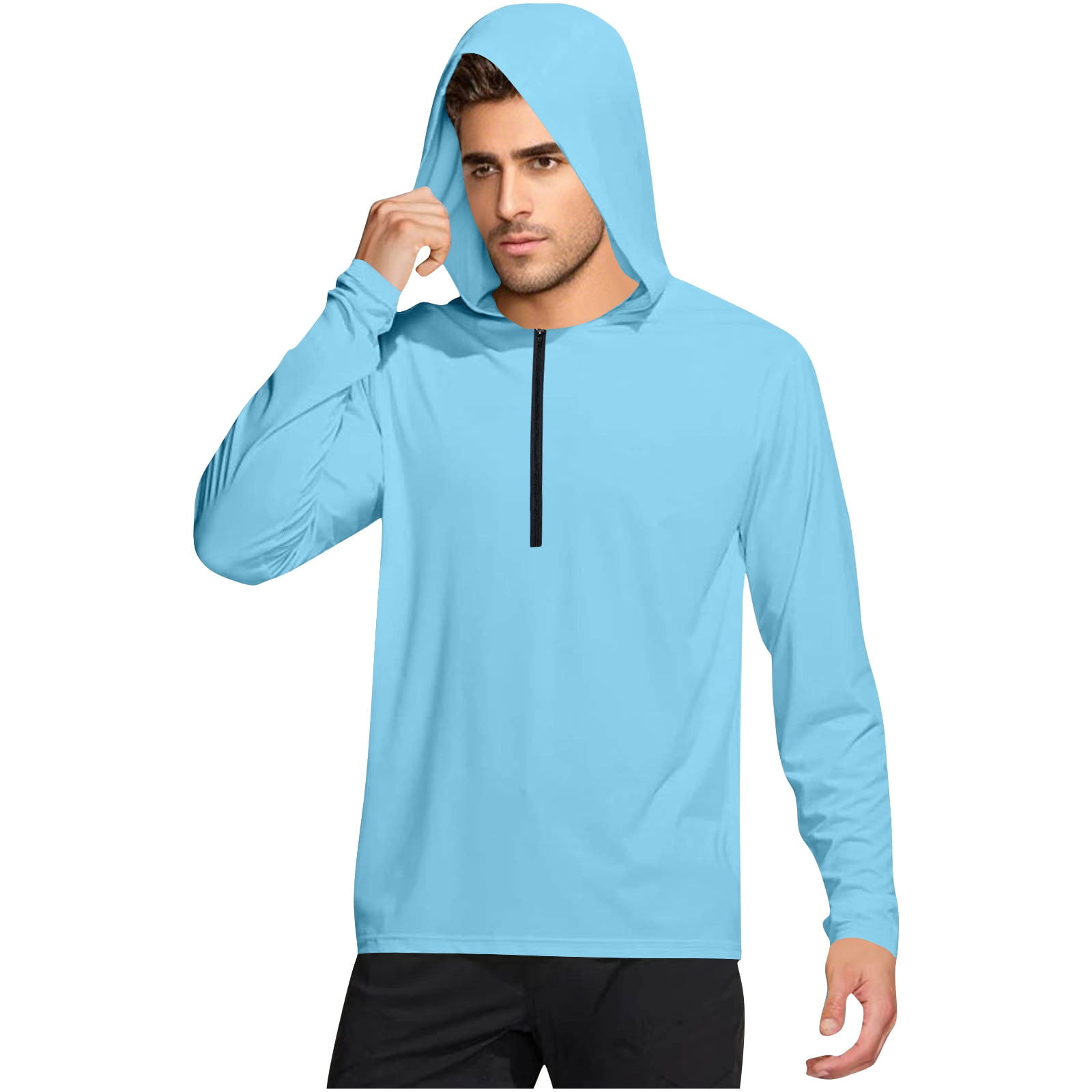 OHMZYZO Sun Protection Hoodie Shirts for Men Long Sleeve UPF 50+ Rash ...