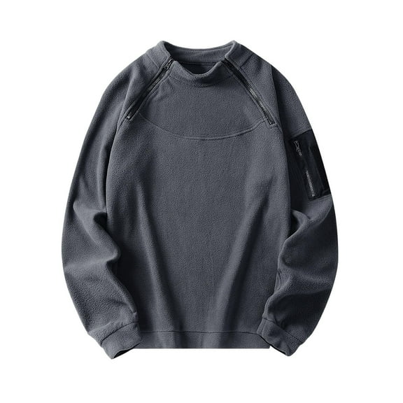 OHMZYZO Sweatshirts for Men Mock Neck Long Sleeve Pullover Tops Oversized Fleece Warm Fall Winter Trendy Sweatshirt Dark Gray S