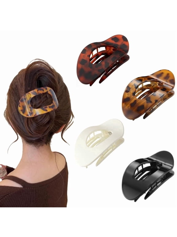 Flat Claw Clips 4-Pack Ergonomic & Comfortable Design Suitable for All Hair Lengths Secure Hold & Hair-Friendly Newly Upgraded