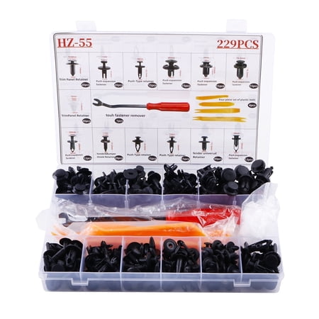 OHOB-COOL 229PCS Automotive Bumper Replacement Kit Assortment - 13 Sizes of Nylon Bumper Fender Rivets - Removal Fasteners Remover - Universal to Most Cars