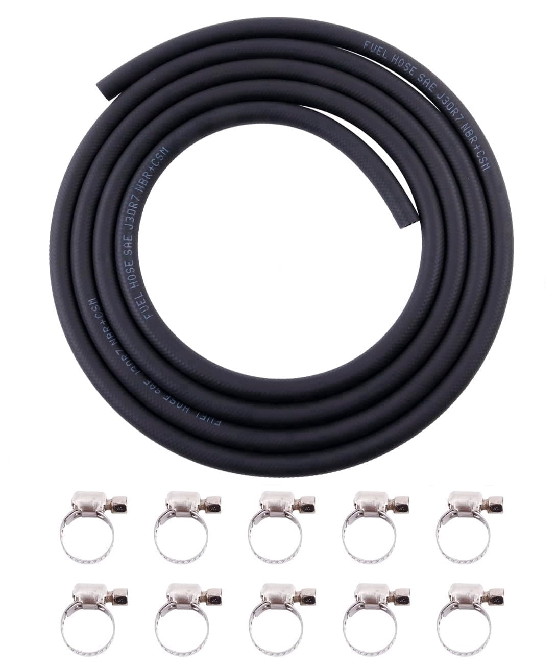 OHOB-COOL Performance 1/4 Inch (6mm) ID NBR Fuel Line Hose，10 FT with 10 PCS Hose Clamps，Push-on/Lock Fuel Line Hose