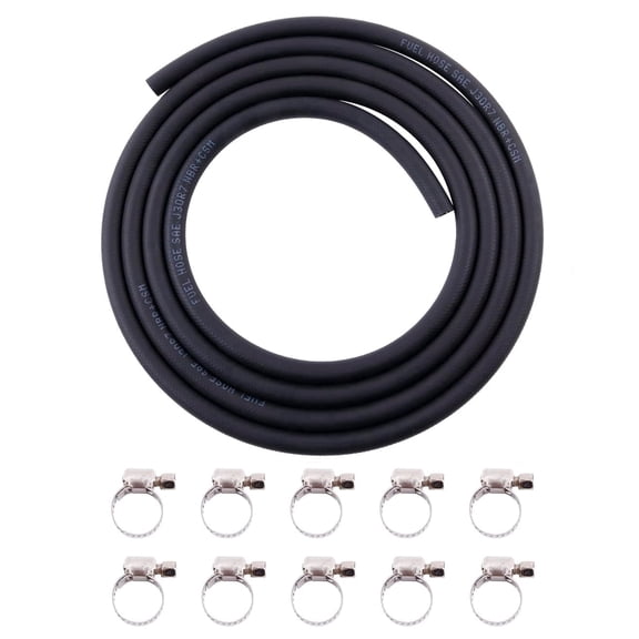 OHOB-COOL Performance 1/4 Inch (6mm) ID NBR Fuel Line Hose,10 FT with 10 PCS Hose Clamps,Push-on/Lock Fuel Line Hose