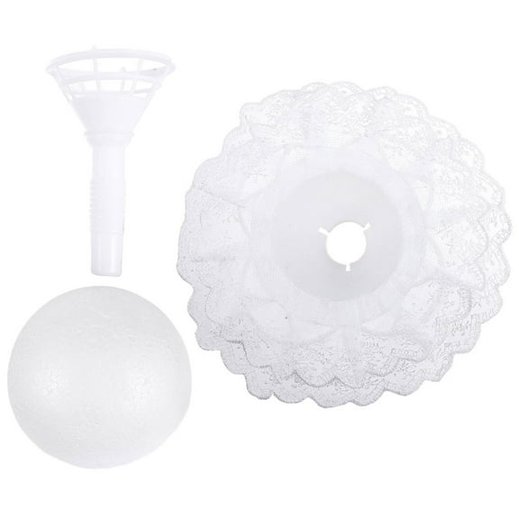 OHOIOLLA 1 Set Wedding Flower Holder Foam Hemisphere 10cm White With Lace For Diy Bouquet Making Bridal Bouquet