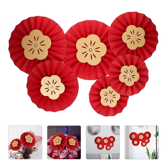 OHOIOLLA 12Pcs Circular Paper Fans for New Year Party Decorative Items